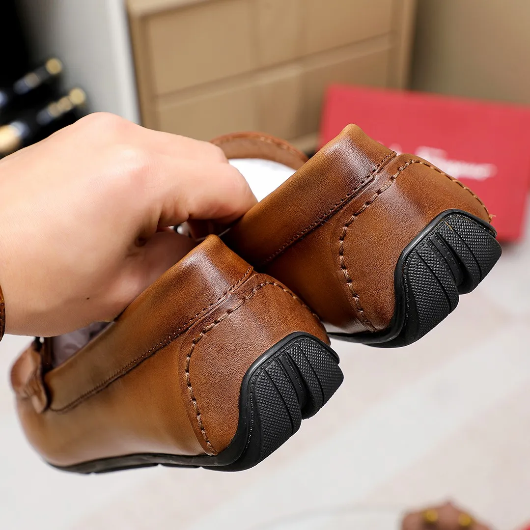 Men's shoes 💰360 🕷🕷【Ferragamo】Ferragamo Popular fashionable casual slip-on shoes🇨🇳Official website counter 1:1 production, original mold opening💯Good quality visible, imported high-end first-layer calfskin, luxurious pigskin lining🌿Very clear texture, high-quality waterproof, non-slip and wear-resistant outsole🎋High quality and low price, truly handmade🍓Color, code number 38-45